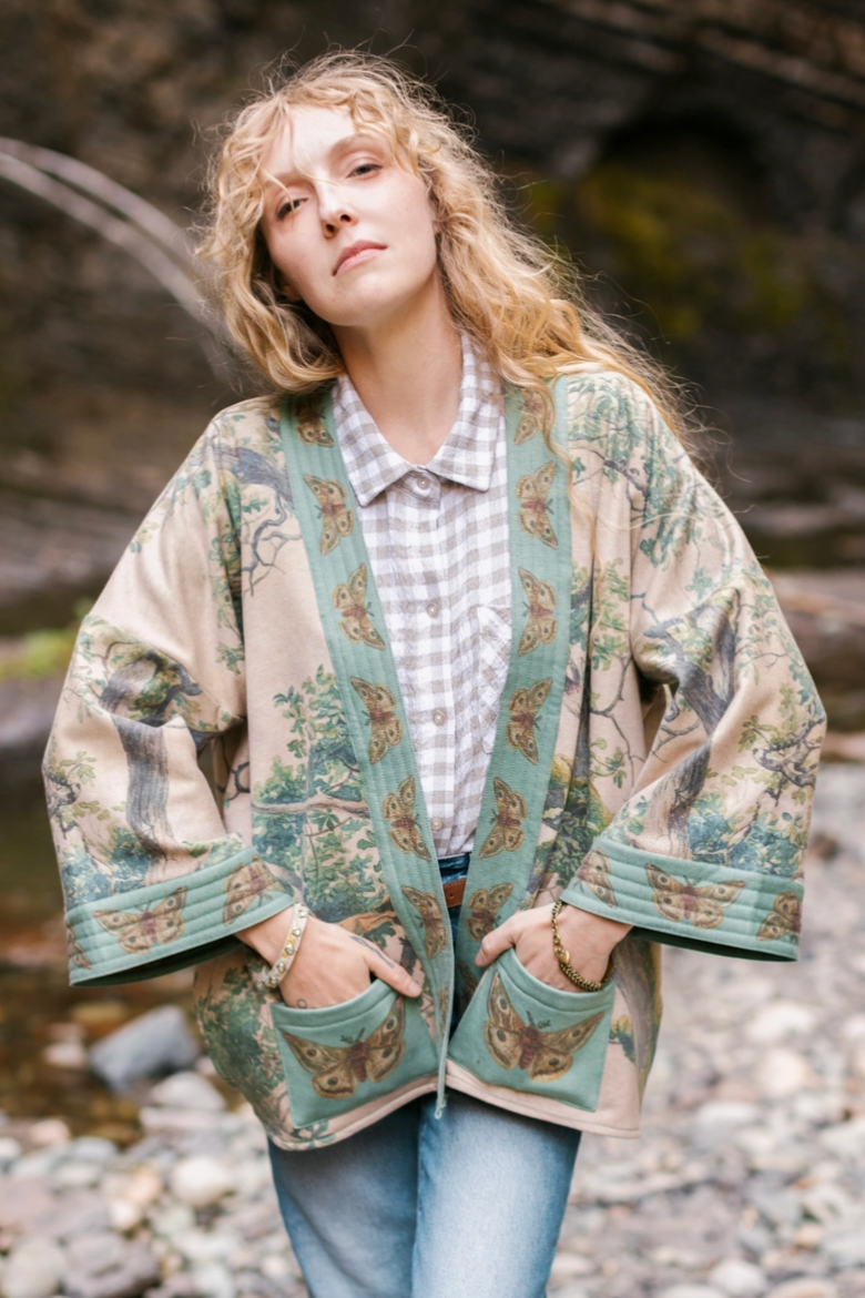 •EARTH & SKY• fleece lined cottage cardigan