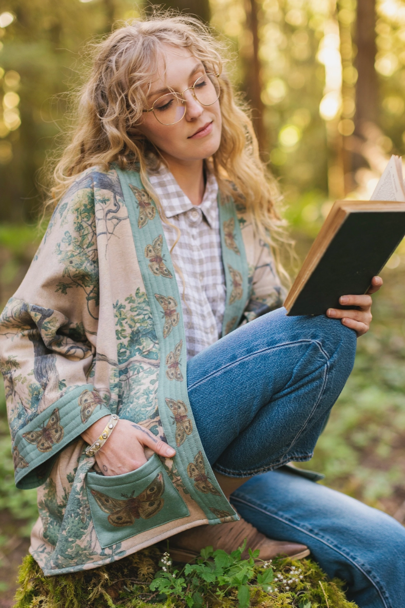 •EARTH & SKY• fleece lined cottage cardigan