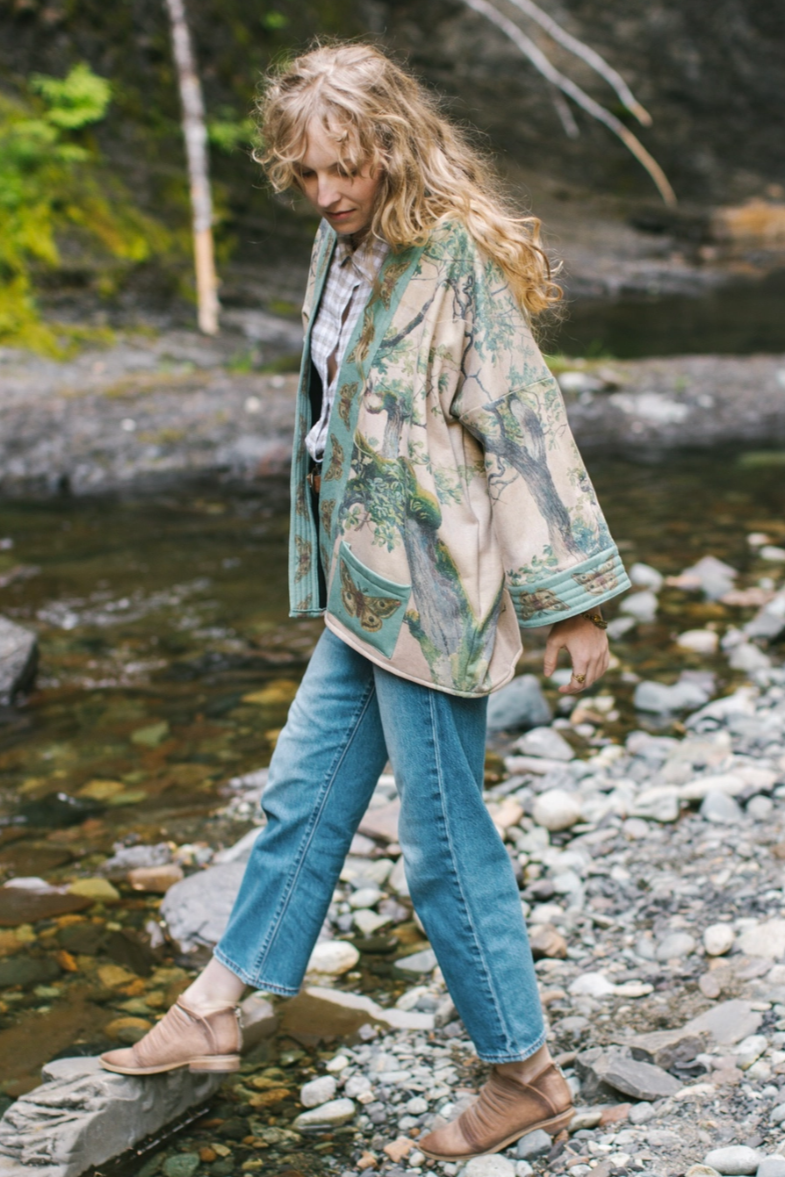 •EARTH & SKY• fleece lined cottage cardigan