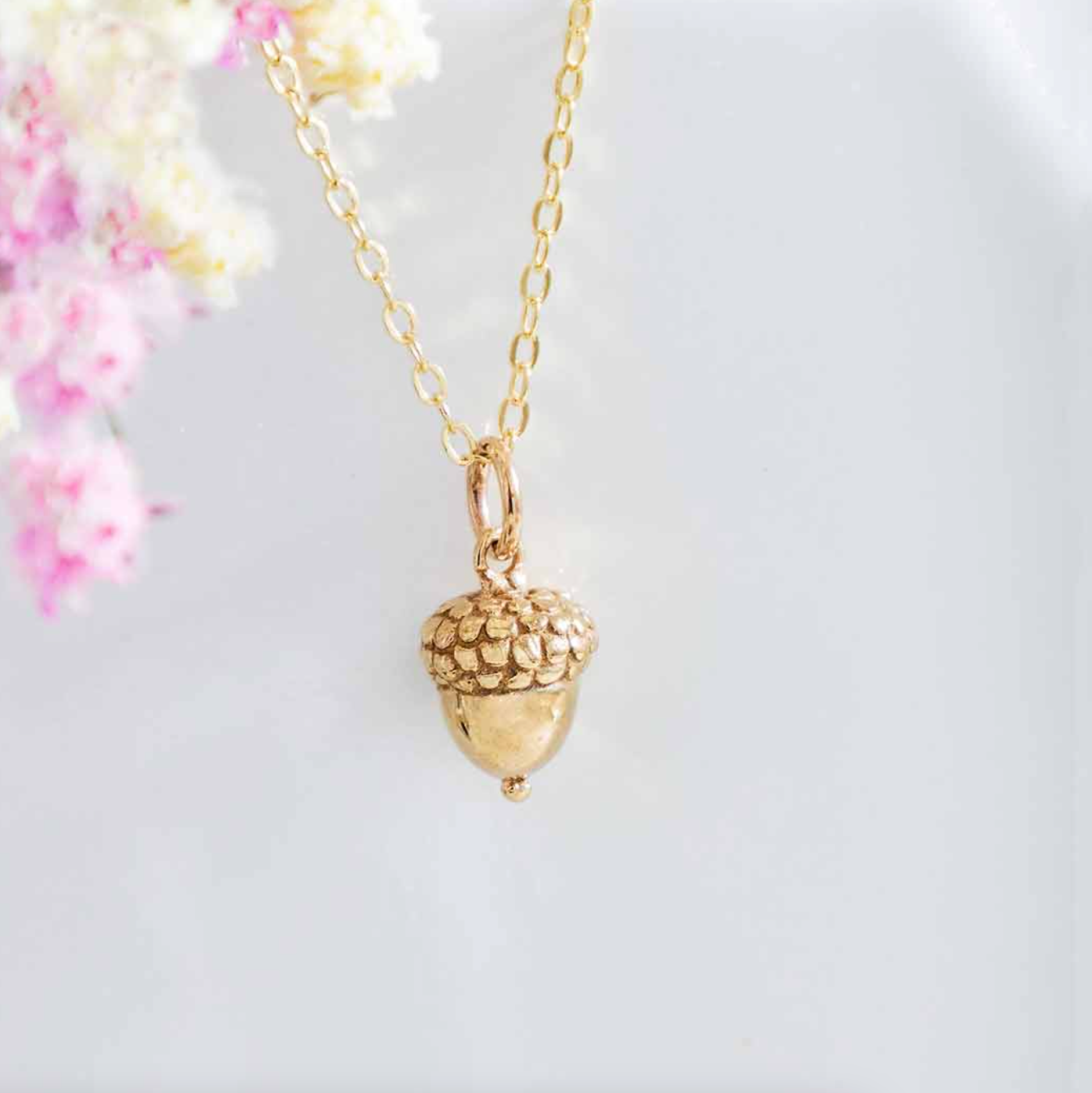 •TINY ACORN• gold necklace