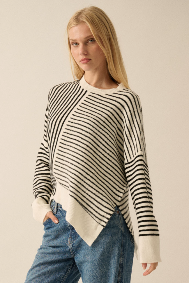 •ILLUSION• striped wool blend sweater