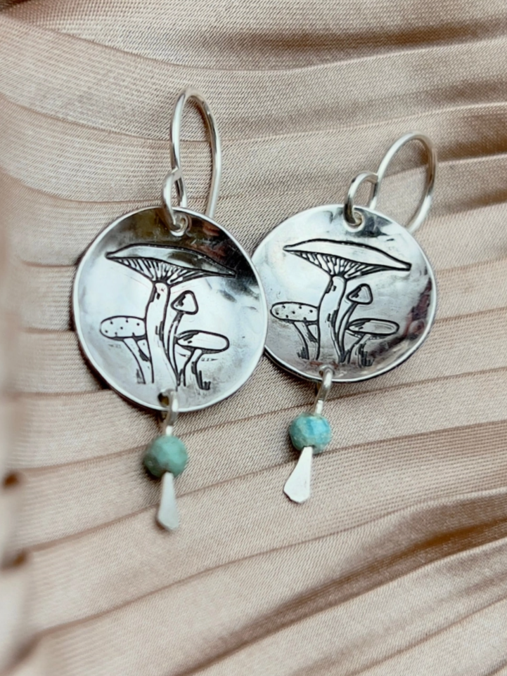 •CREMINI• turquoise + silver dangle earrings