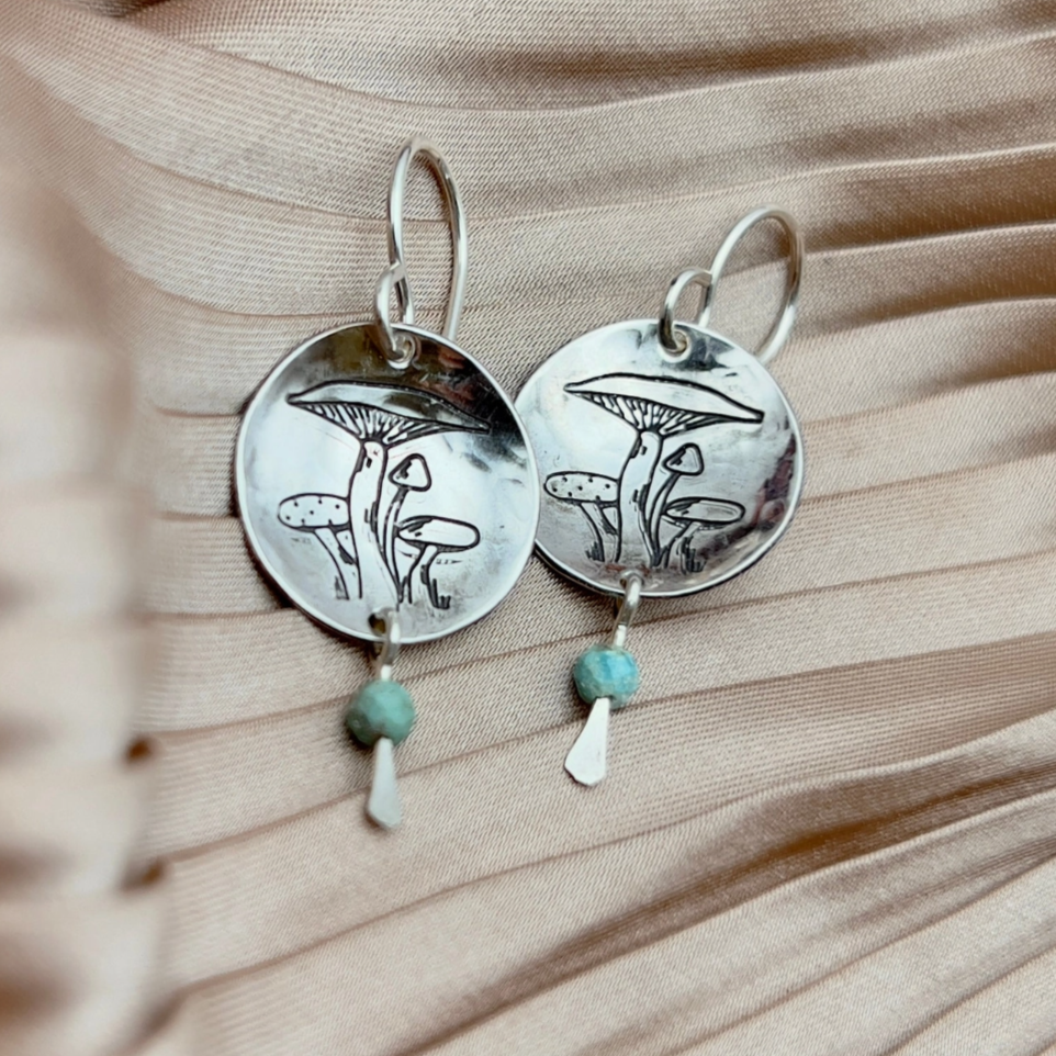 •CREMINI• turquoise + silver dangle earrings