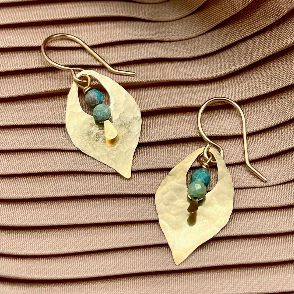 •TEA LEAF• turquoise + gold dangle earrings