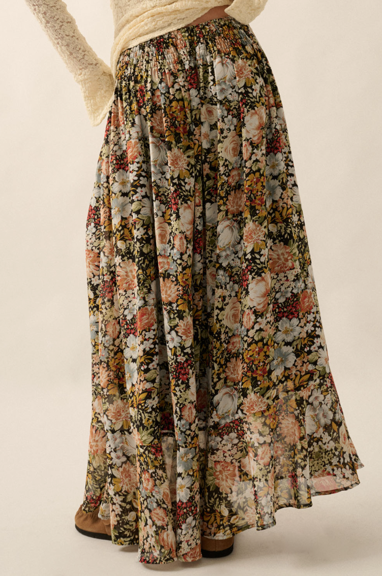 •ENGLISH GARDEN• button front maxi skirt