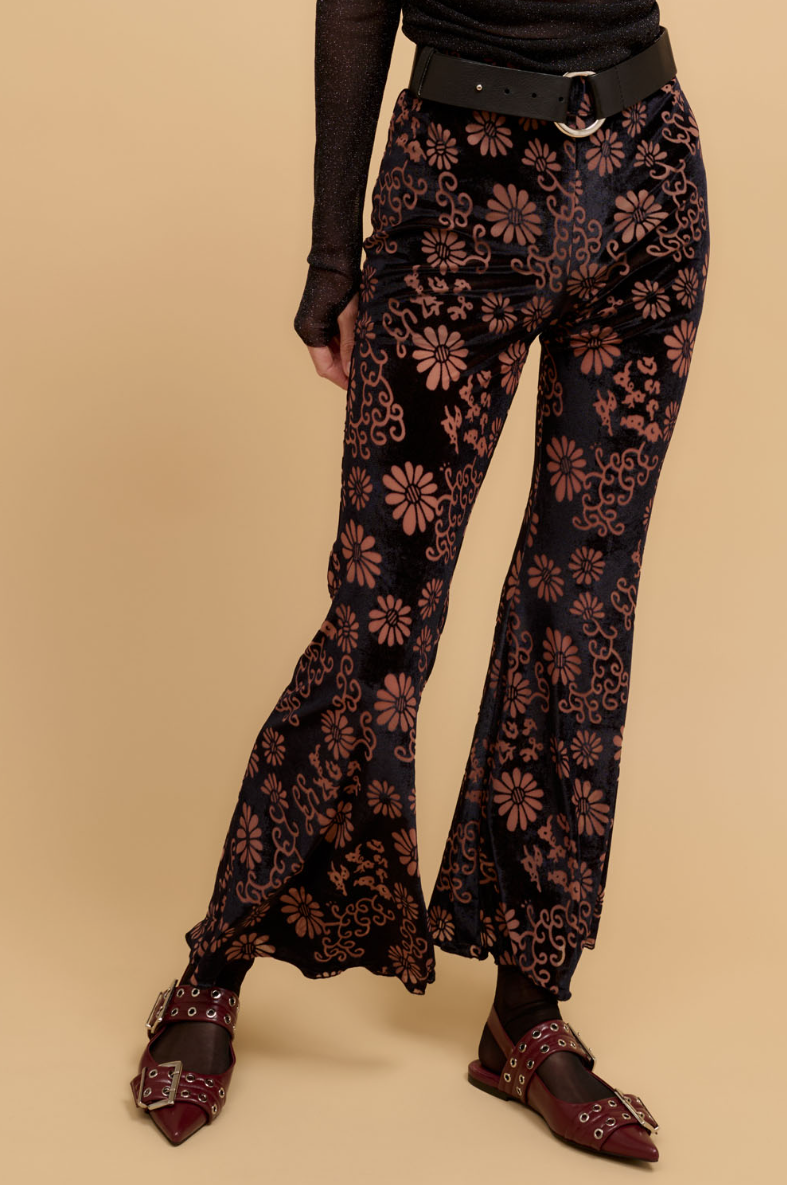 •VELVET DAISIES• velvet burnout bell bottoms