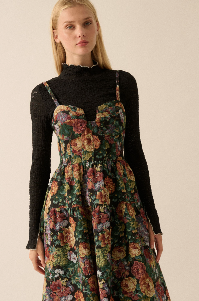 •GARDEN TAPESTRY• corset top midi dress