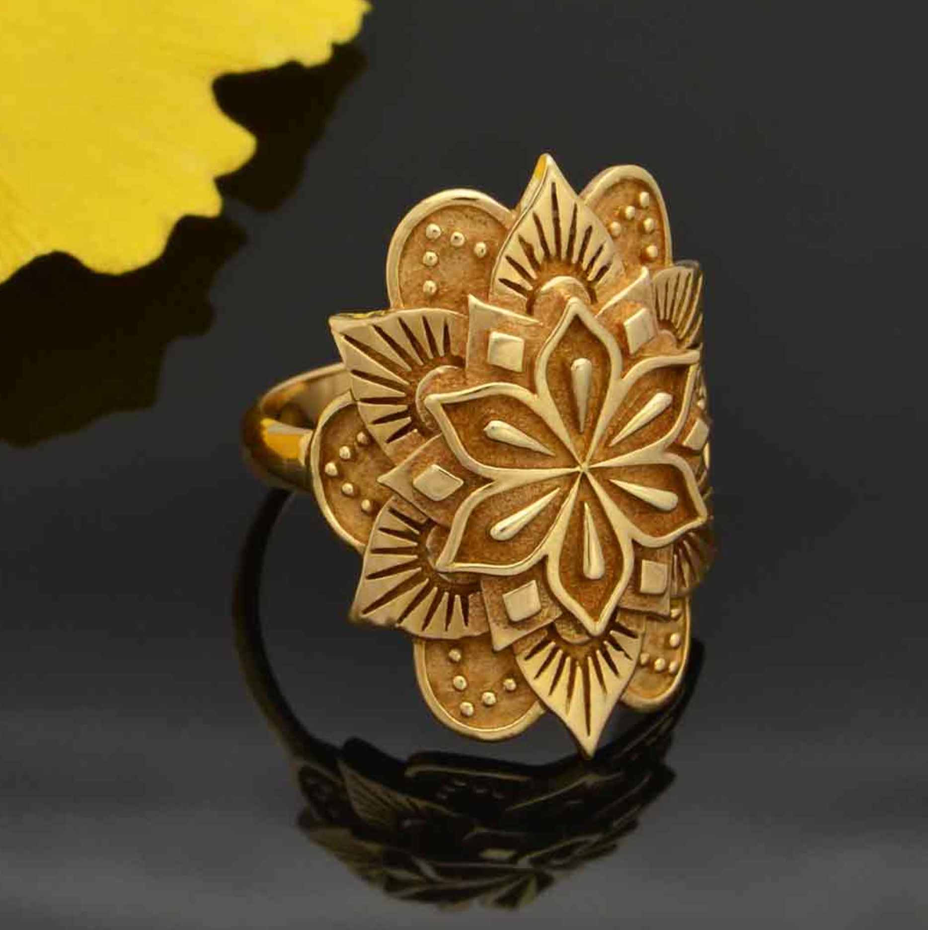 •MANDALA• detailed bronze ring