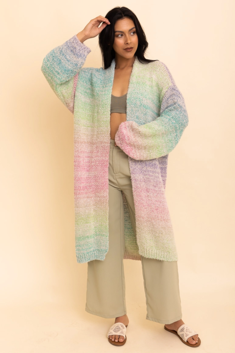 •OMBRE RAINBOW• soft relaxed fit cardigan