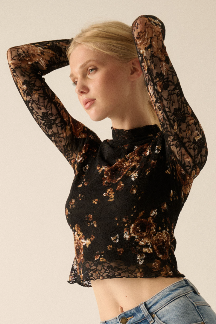 •BEATRIX• semi-sheer mesh lace top