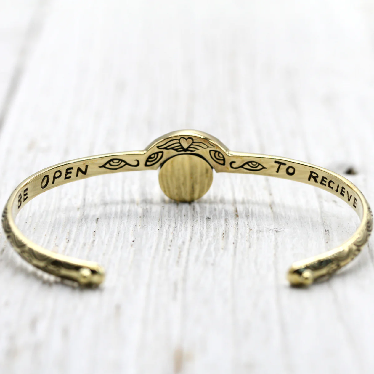 •BE OPEN• rainbow moonstone + brass cuff