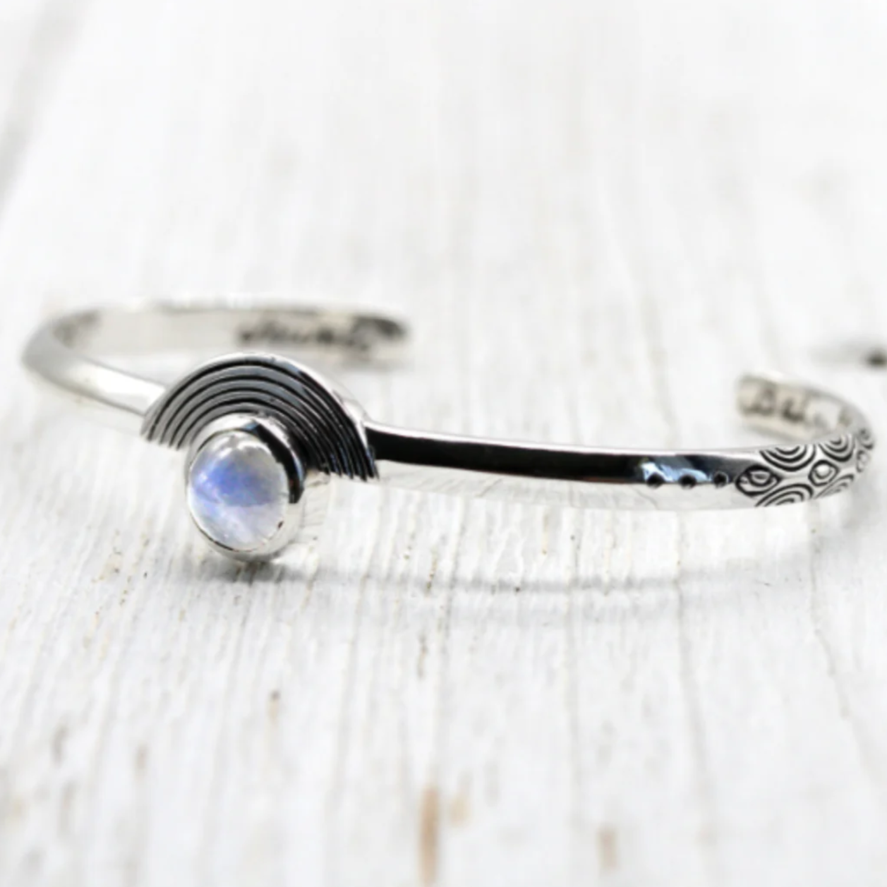 •BE OPEN• rainbow moonstone + silver cuff