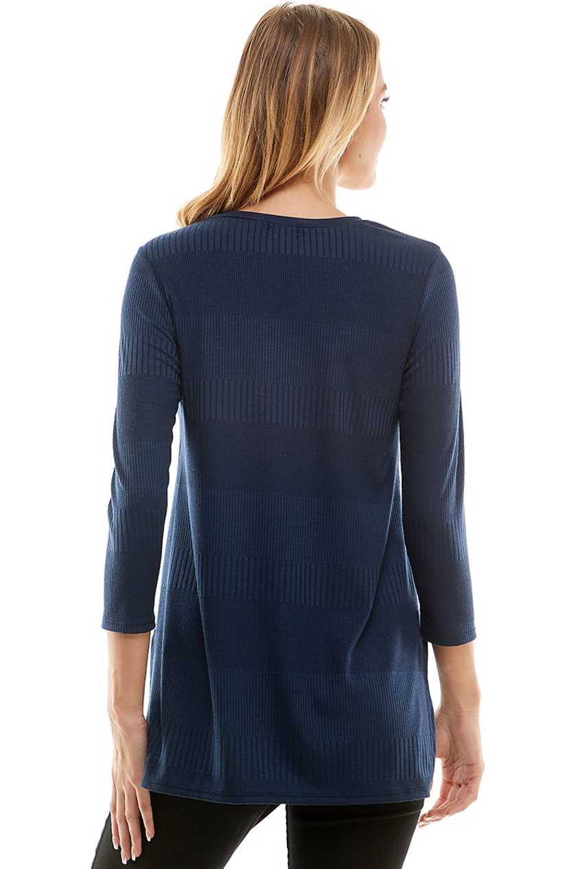 •SYDNEY - INDIGO• 3/4 sleeve tunic with side slits