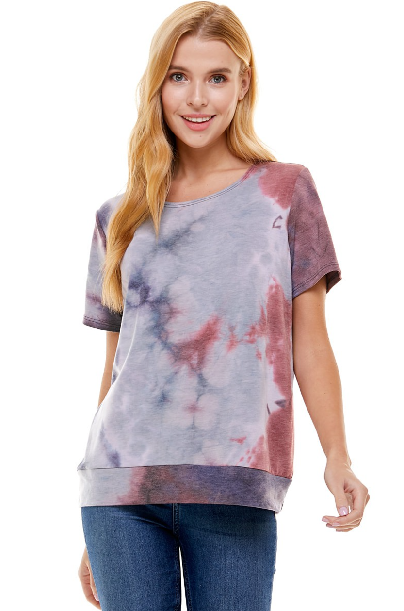 •MARLEY• tie dye banded hem top