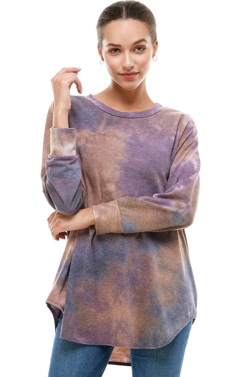 •JONI - NEBULA• long sleeve tie dye tunic