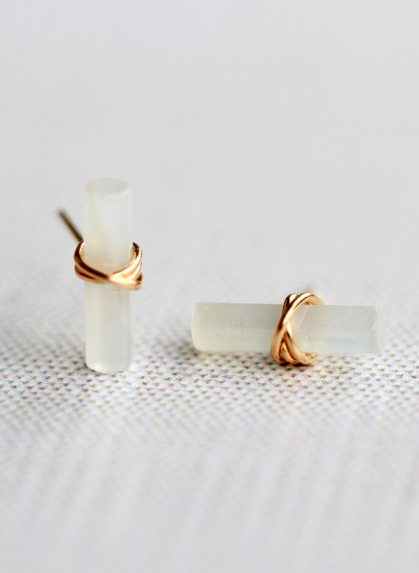 •BIRCH• moonstone + gold stud earrings