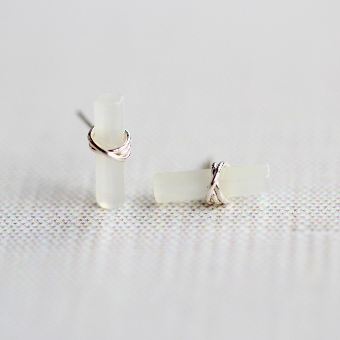 •BIRCH• moonstone + silver stud earrings