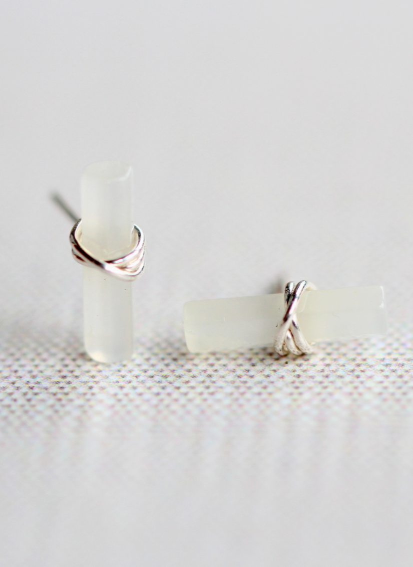 •BIRCH• moonstone + silver stud earrings