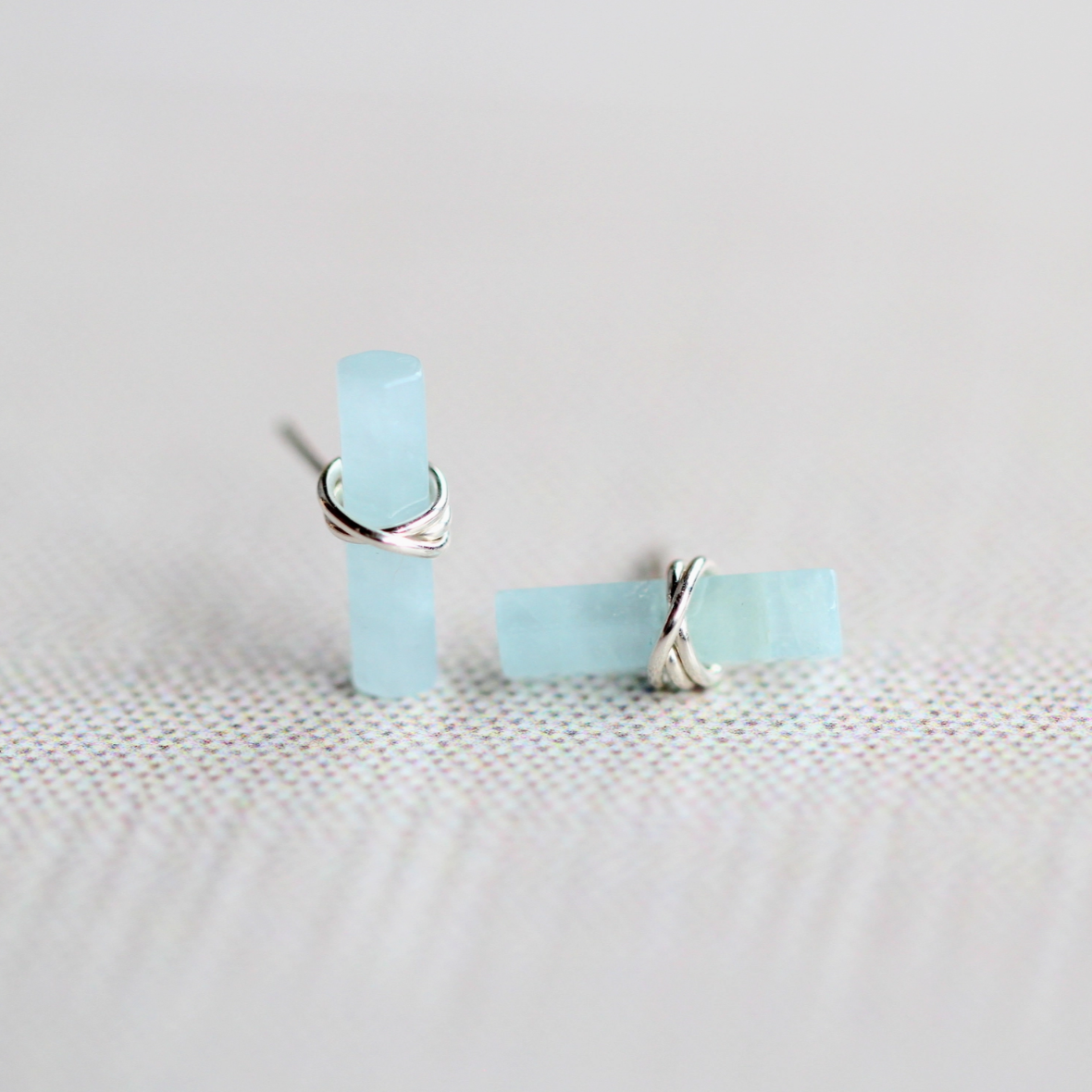 •BIRCH• aquamarine + silver stud earrings