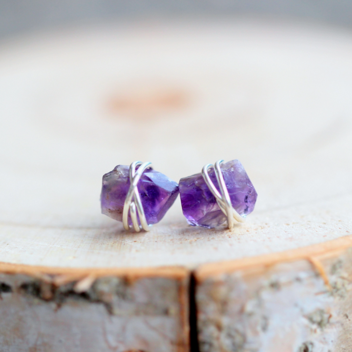 •COMET• amethyst + silver stud earrings