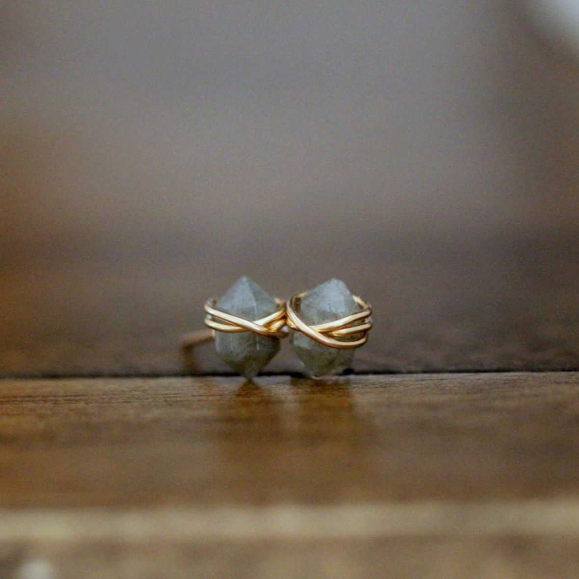 •PIKE• labradorite + gold stud earrings