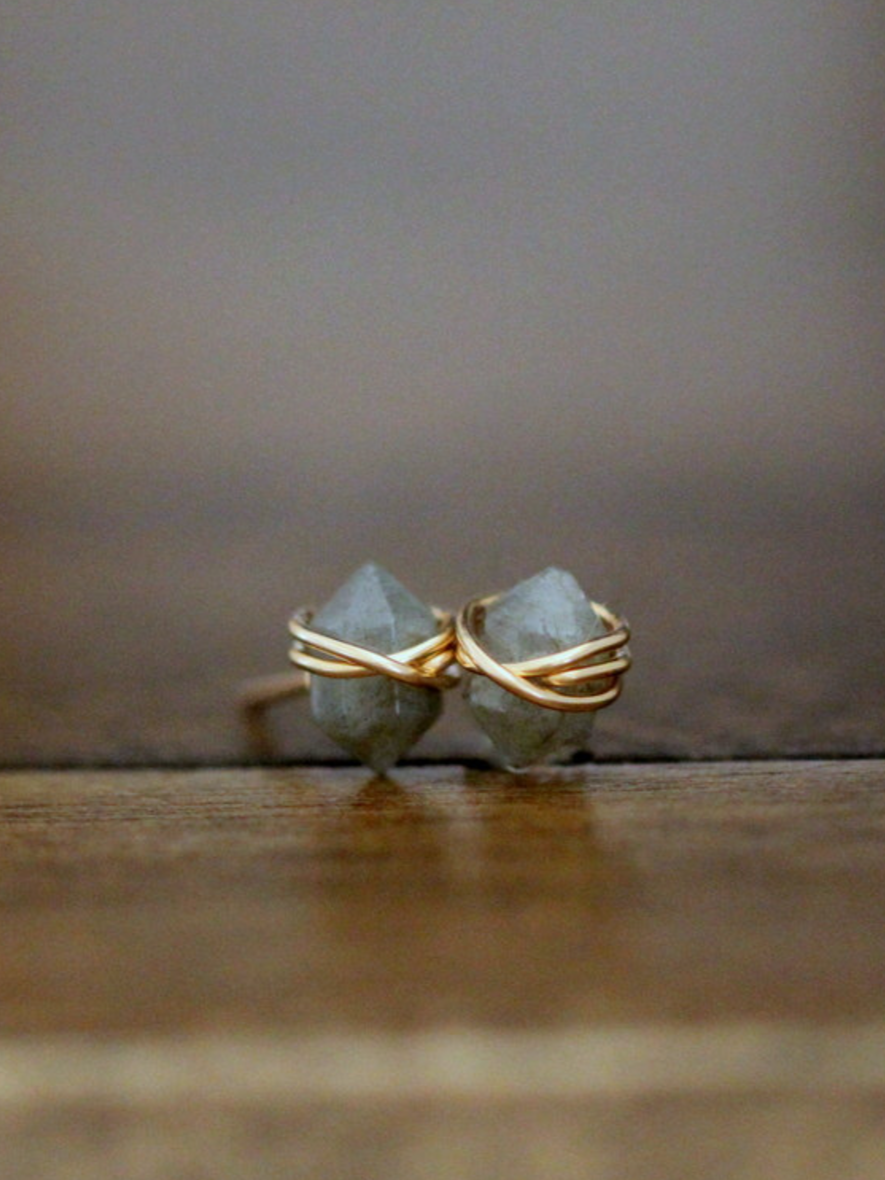 •PIKE• labradorite + gold stud earrings