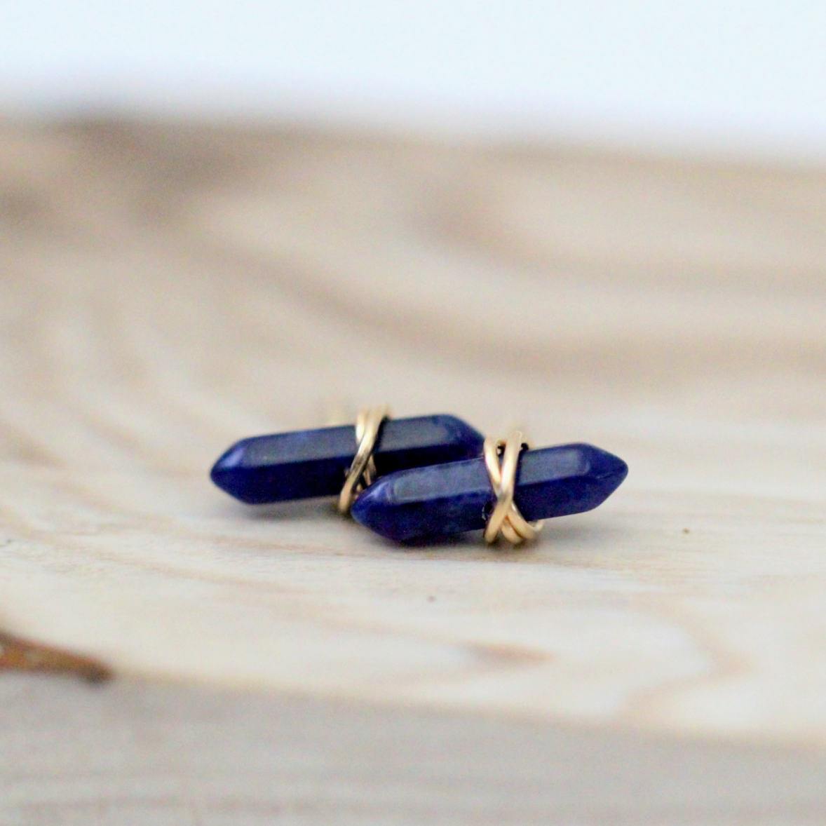 •CREST• sodalite + gold stud earrings