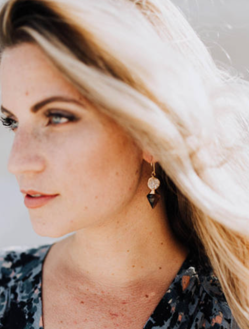 •COMPASS• smoky quartz + druzy silver earrings