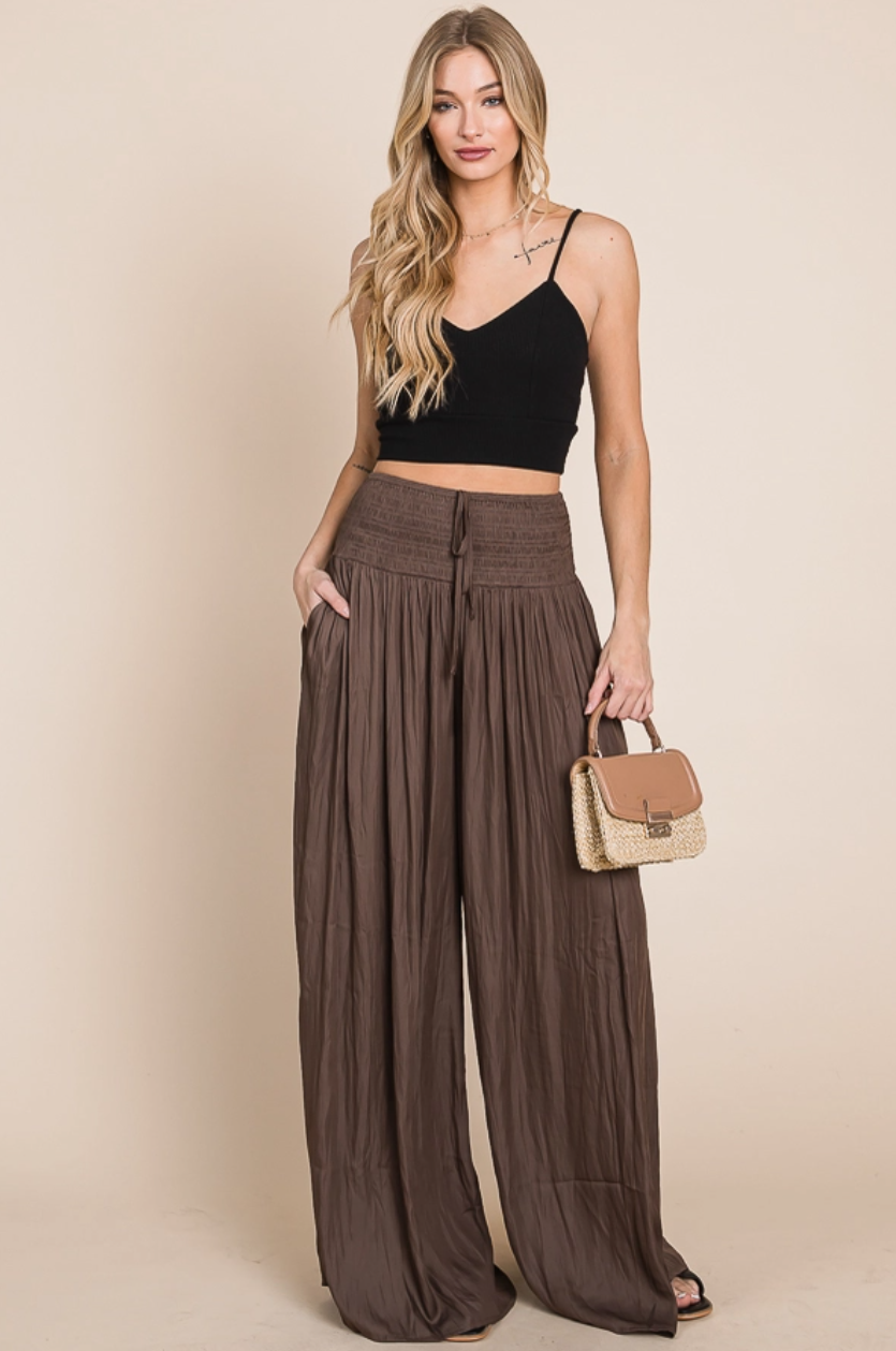 •ASANA• smocked waist wide leg pants