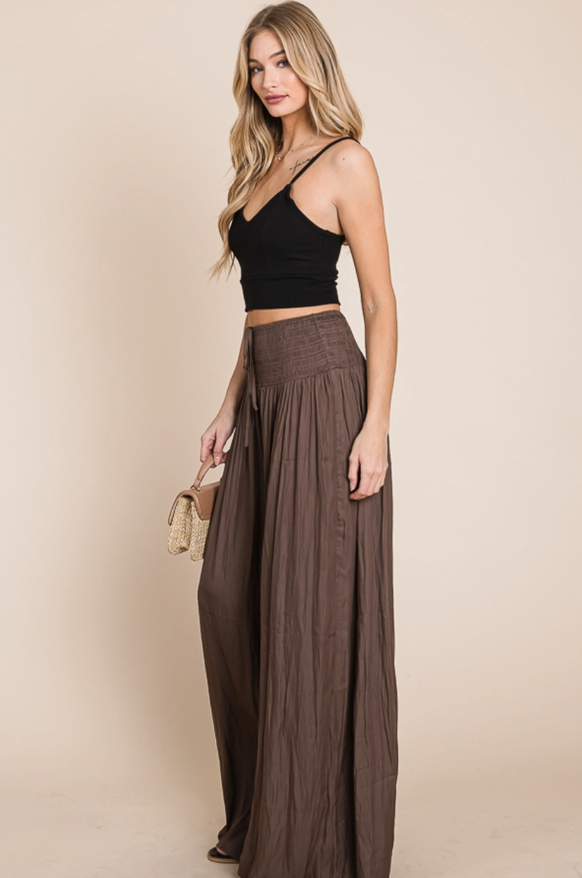 •ASANA• smocked waist wide leg pants