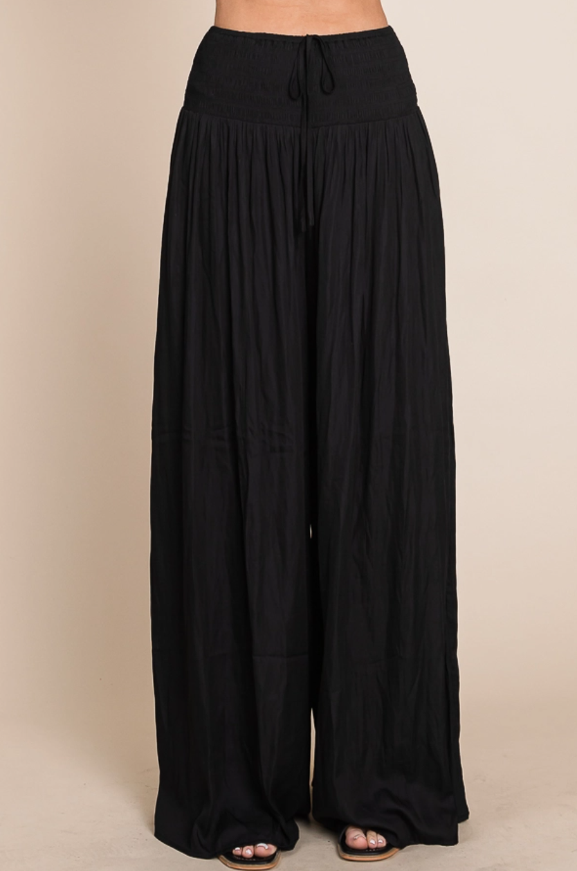 •ASANA• smocked waist wide leg pants