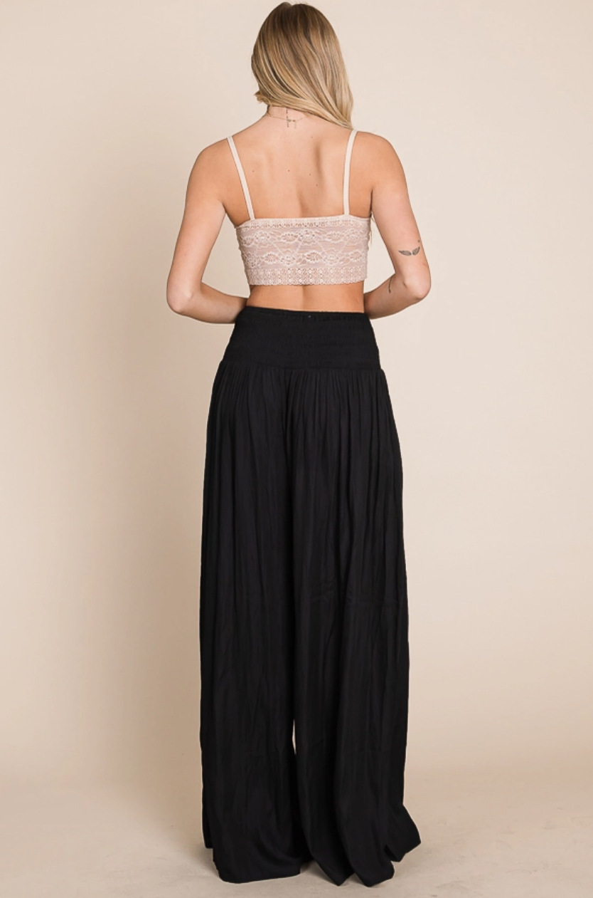 •ASANA• smocked waist wide leg pants