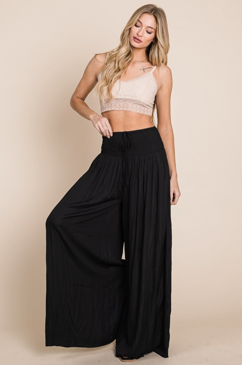 •ASANA• smocked waist wide leg pants