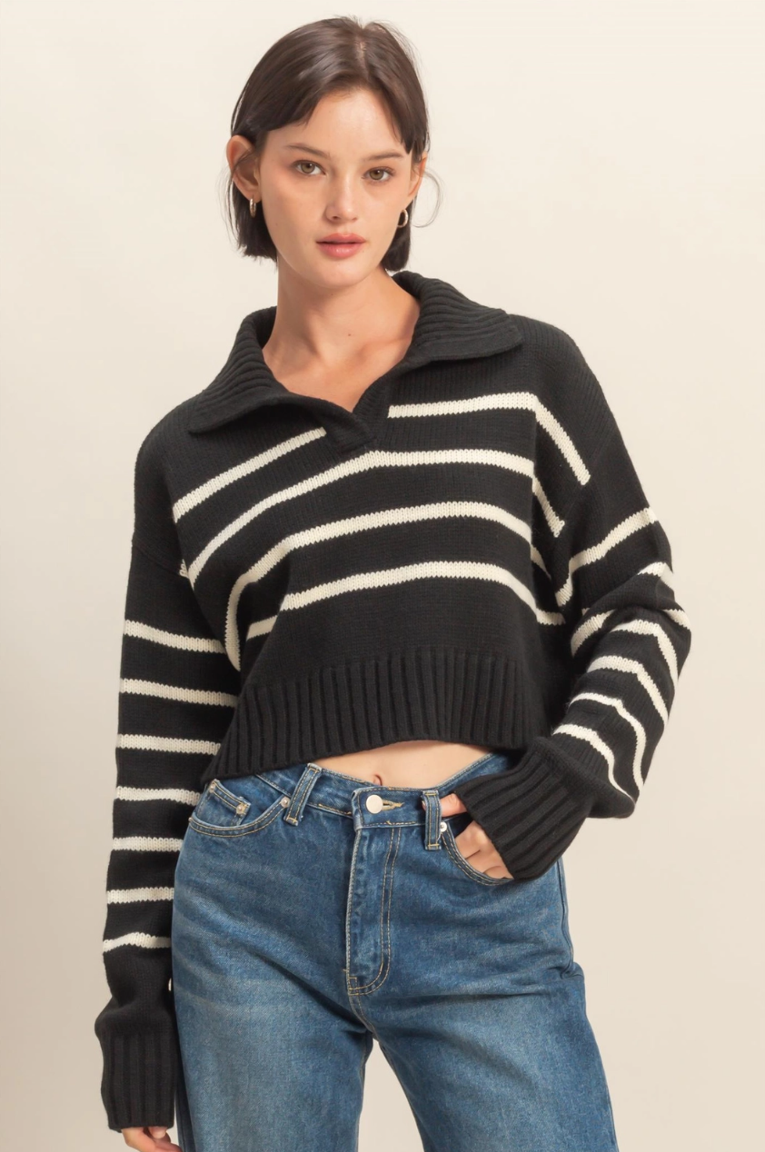 •TUESDAY• striped sweater knit top