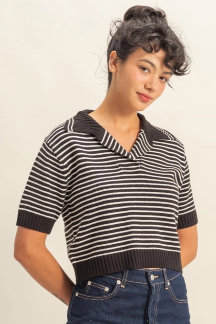 •LYDIA• collared short sleeve top