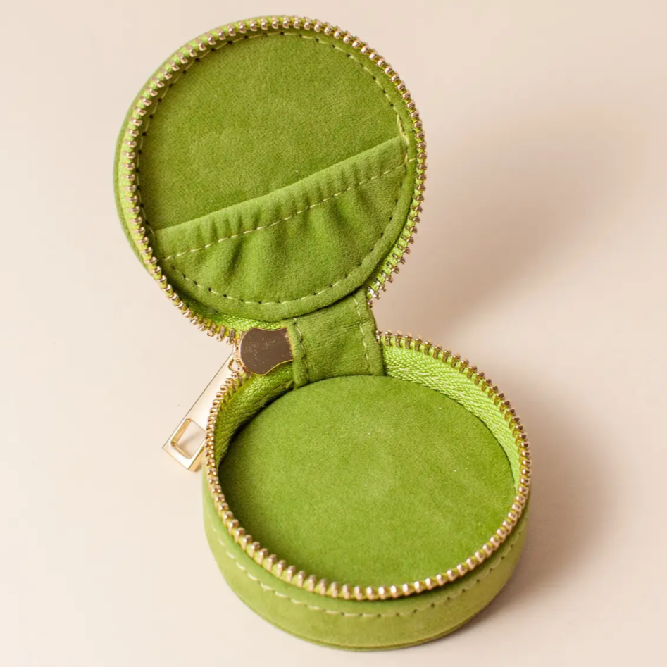 •SUNBURST - AVOCADO• mini travel jewelry case