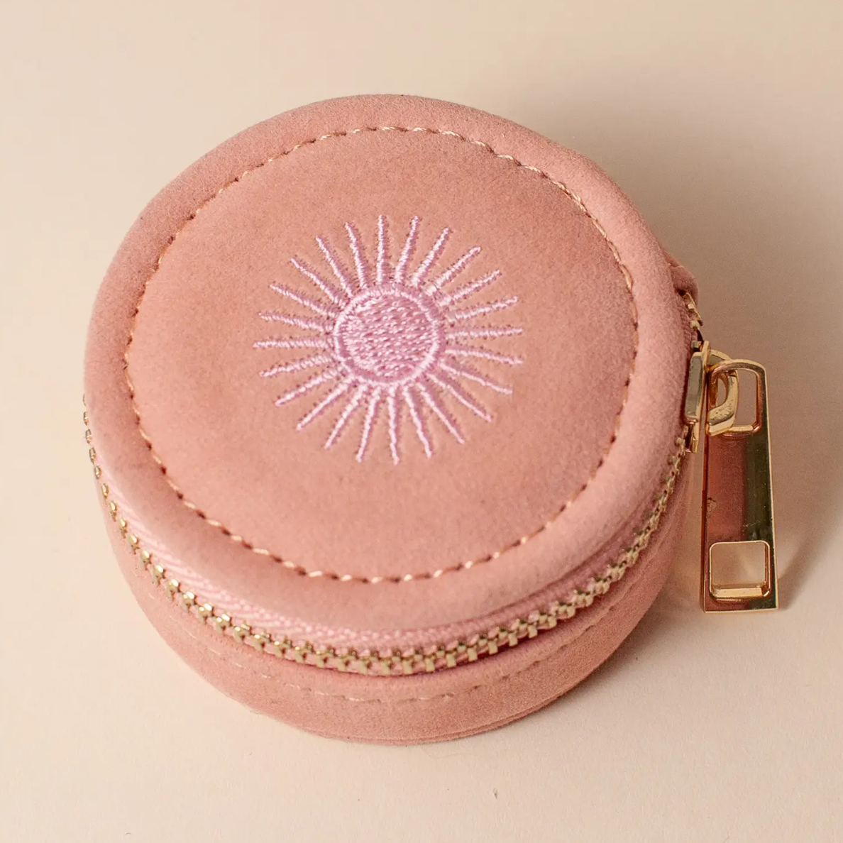 •SUNBURST - ROSE• mini travel jewelry case