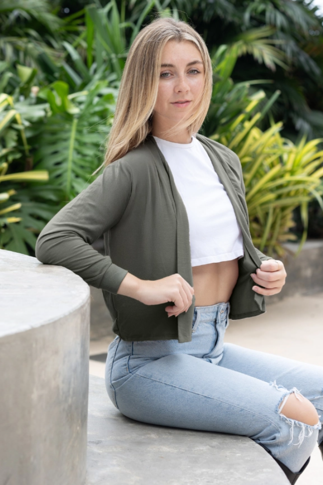 •HARPER• long sleeve cropped cardigan (USA)