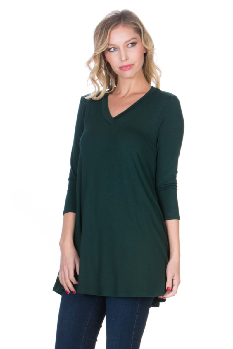 •DANA• 3/4 sleeve V-neck tunic (USA)