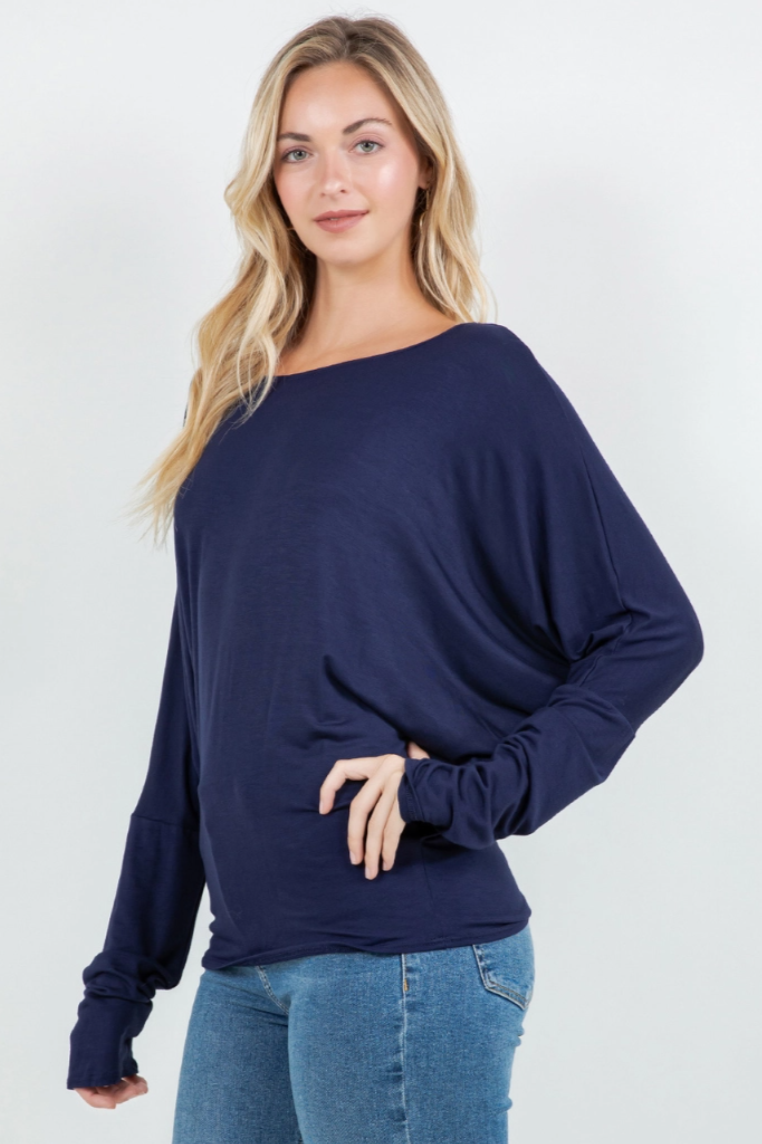 •TARA• long sleeve boatneck dolman top (USA)