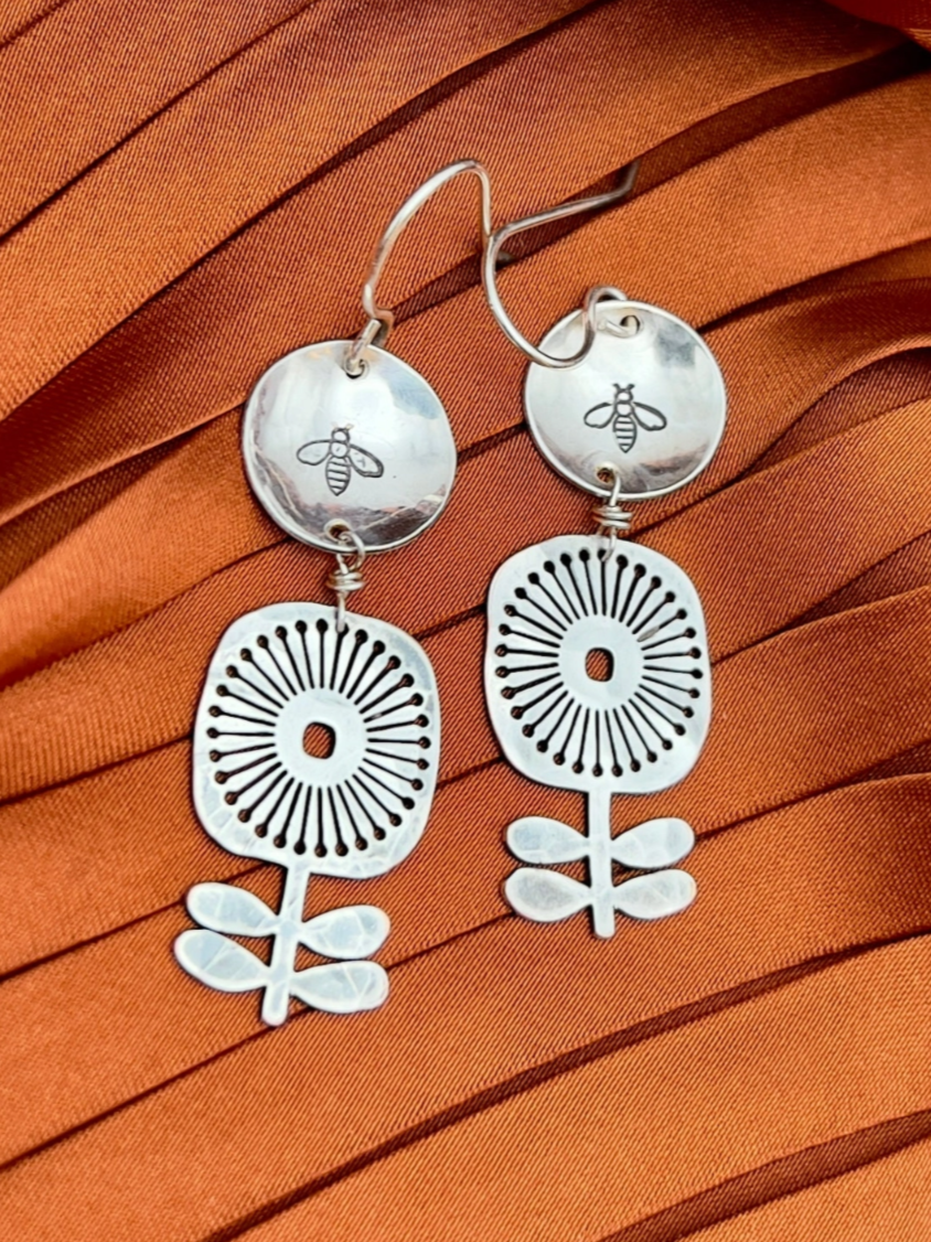 •POLLINATE• silver dangle earrings