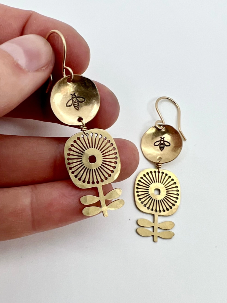 •POLLINATE• gold dangle earrings