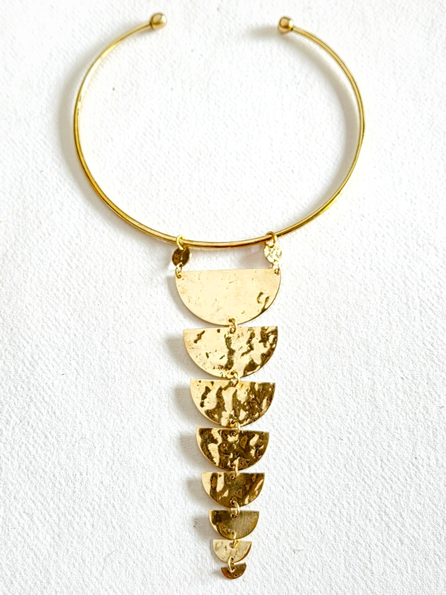 •HALF MOONS• brass collar necklace