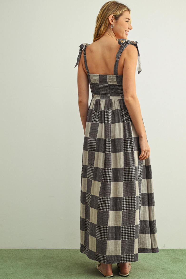 •DOROTHY - INK• gingham patchwork maxi dress