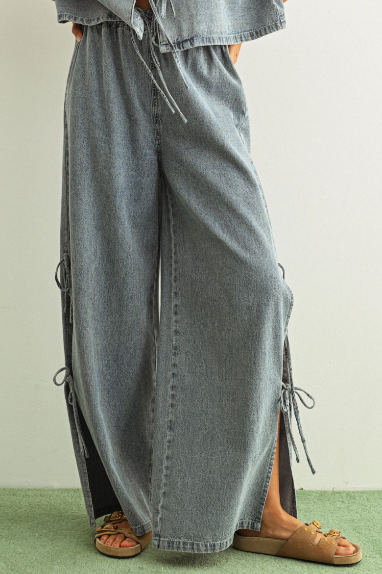 •AIKO• side tie denim pants