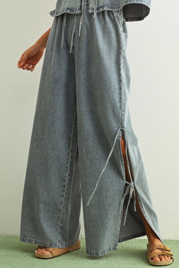 •AIKO• side tie denim pants