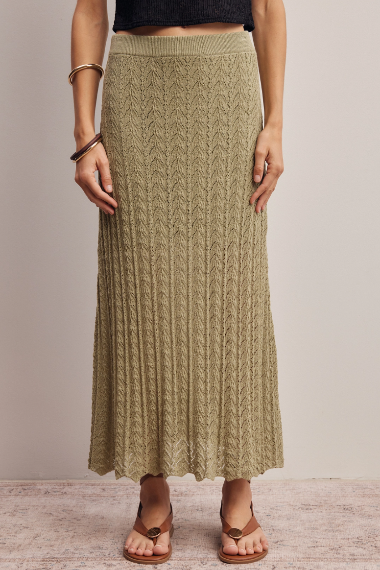 •ARIEL• pointelle knit midi skirt