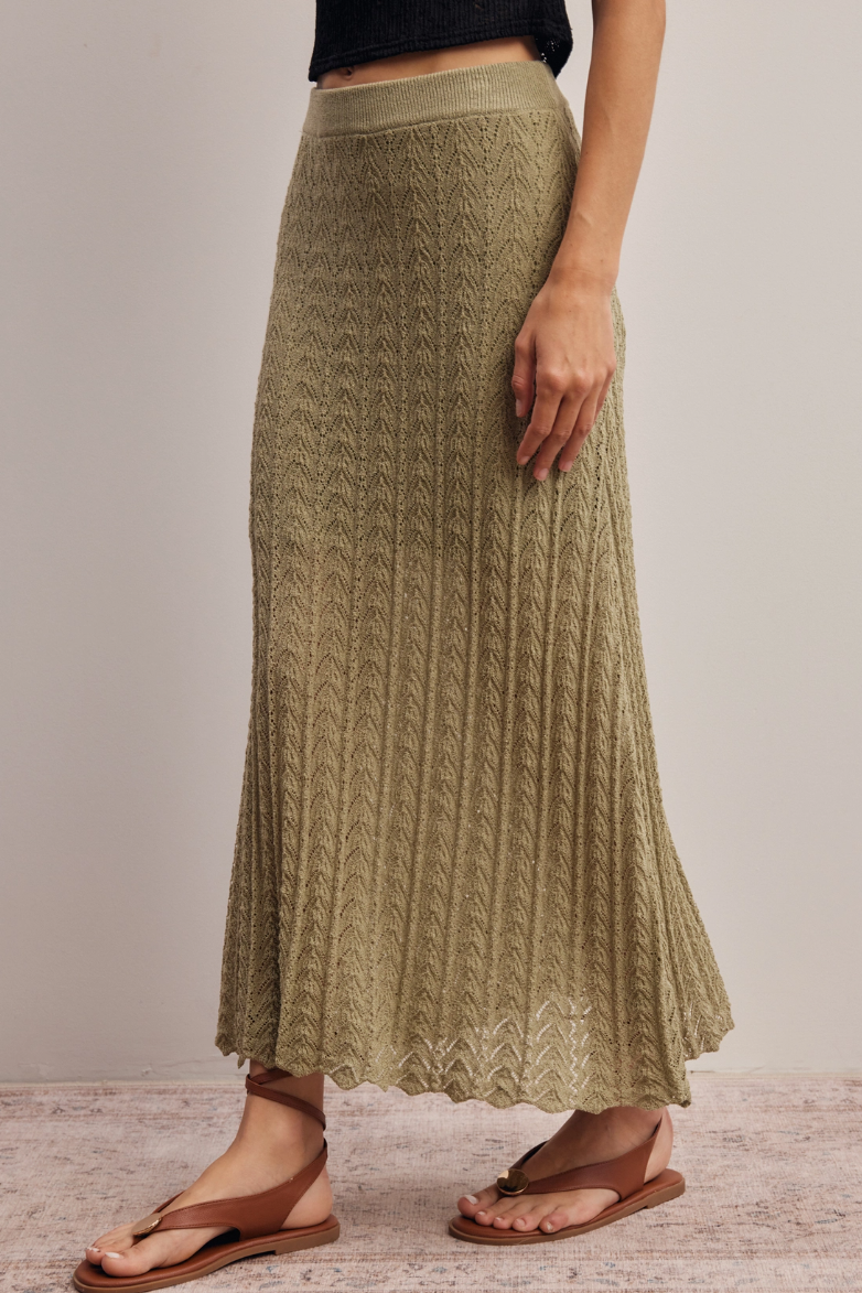•ARIEL• pointelle knit midi skirt