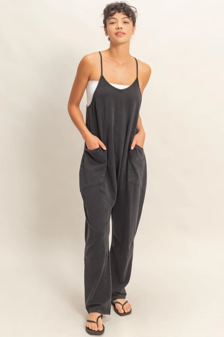 •BRIE• mineral washed cotton blend jumpsuit