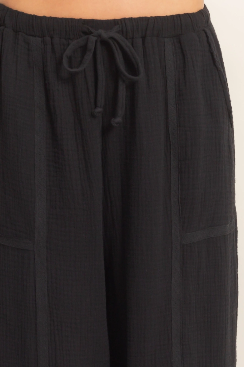 •JOAQUIN• crinkle woven side tie pants